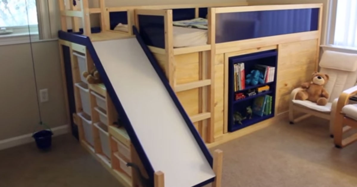 Ikea Bed Slide Secret Room Diy, How To Build A Slide For Loft Bed