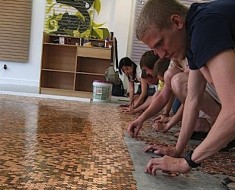 All Created - Copper Floor Made of Pennies