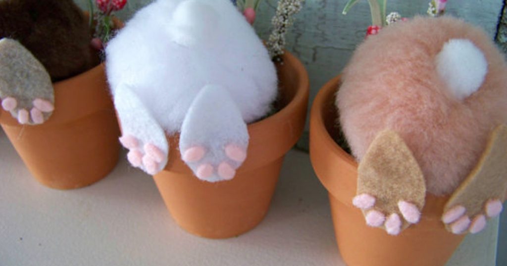 13 Cute And Thrifty DIY Easter Crafts For Your Home _ Bunny flower pot bottoms _ all created