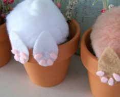 13 Cute And Thrifty DIY Easter Crafts For Your Home _ Bunny flower pot bottoms _ all created