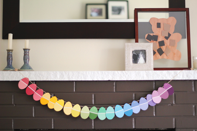 13 Cute And Thrifty DIY Easter Crafts For Your Home _ Paint Chip Egg Garland _ all created