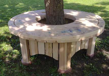 upcycled wooden cable spools _tree bench_allcreated