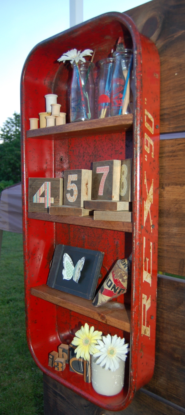 Upcycled Red Wagon Book shelf - AllCreated