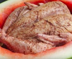 allcreated - cooking chicken inside a watermelon